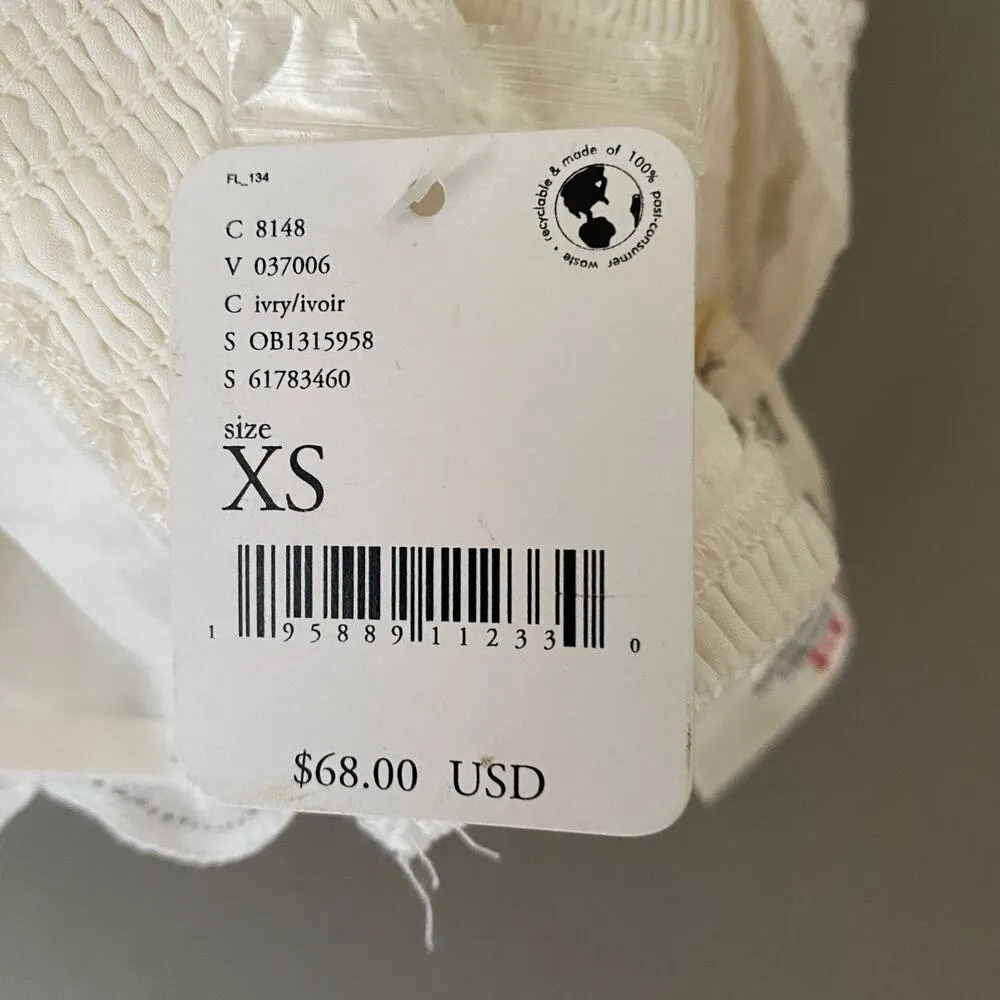 Free People sz XS white‎ lace halter crop top NWT MSRP $69 - Image 5