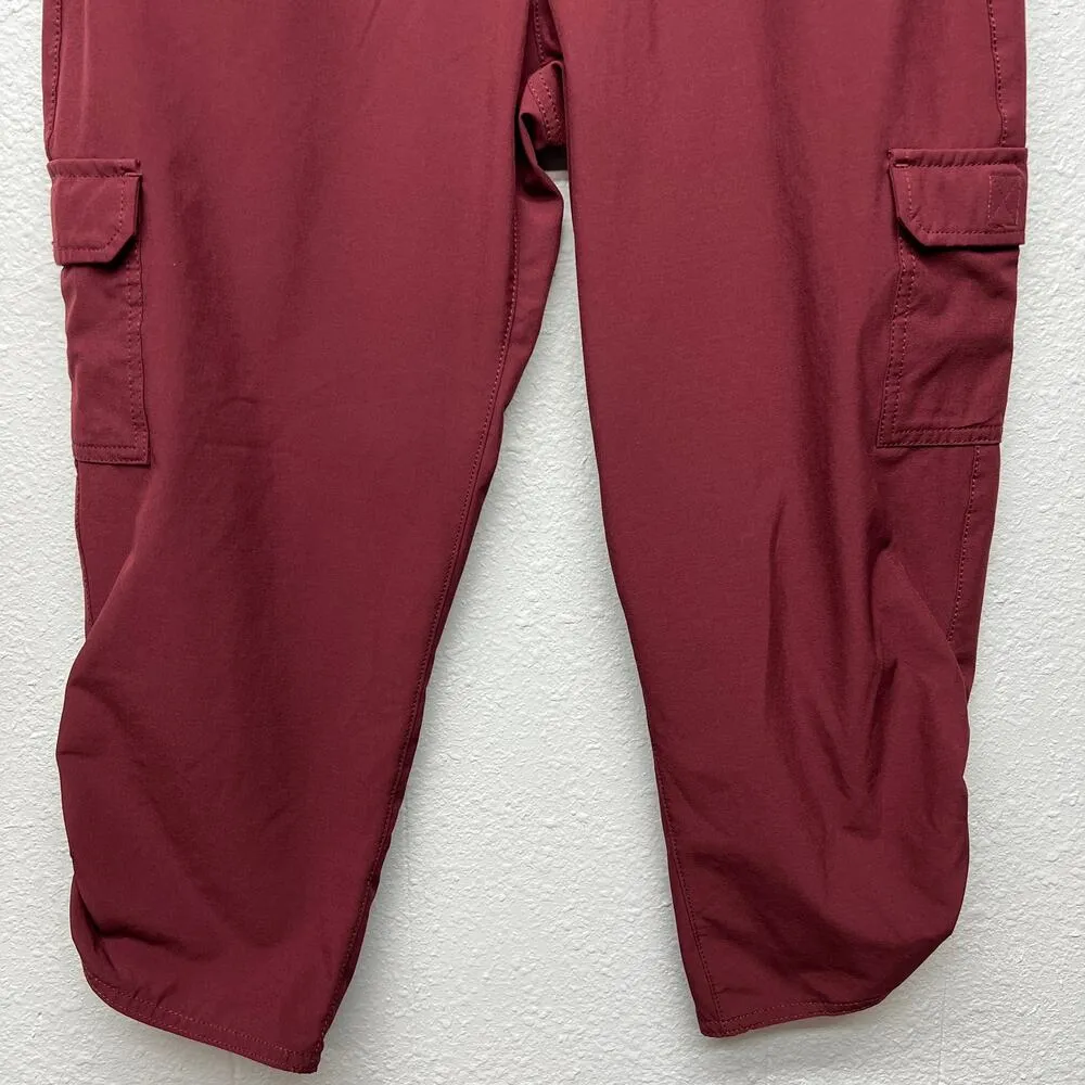 Eddie Bauer Cropped Womens Burgunday Cargo Pants 2 Gorpcore Chic Hiking Fishing - Image 4