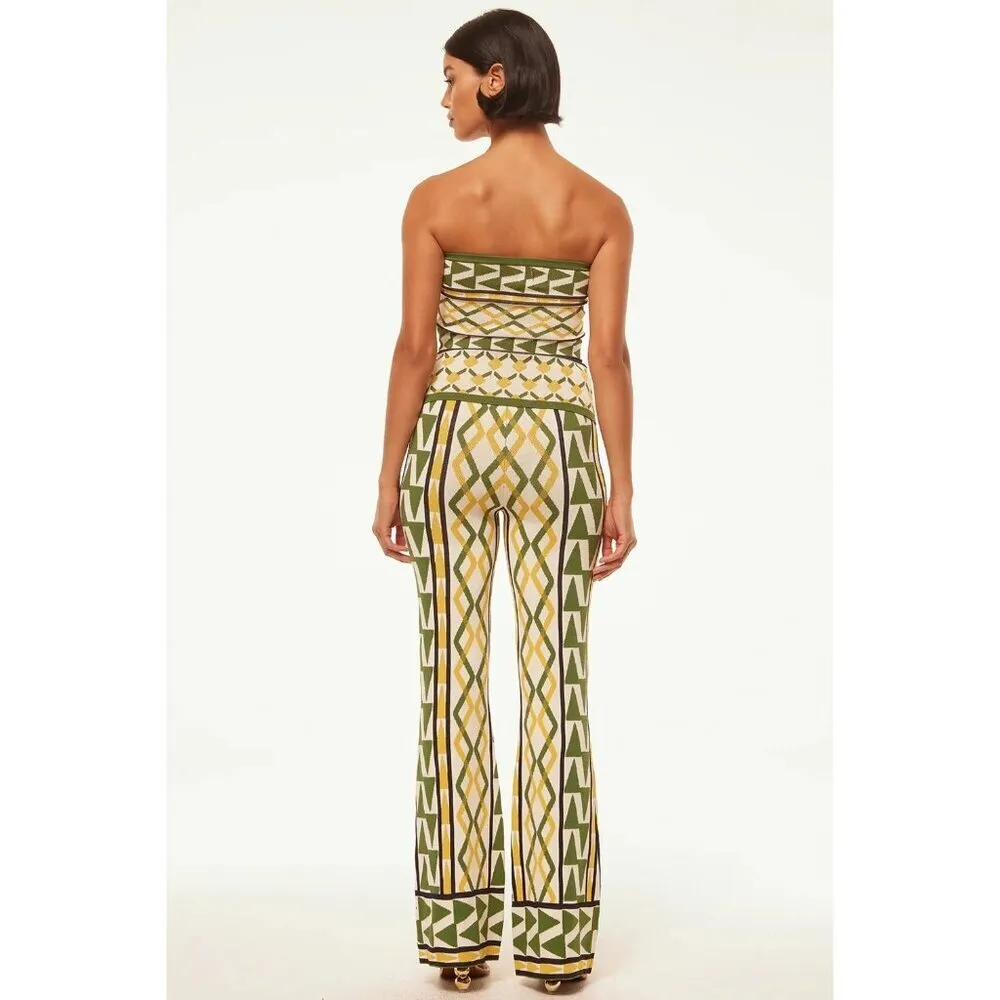 Misa Los Angeles Rialta Pants in Limoncello Geo Large New Womens Knit Trousers - Image 13