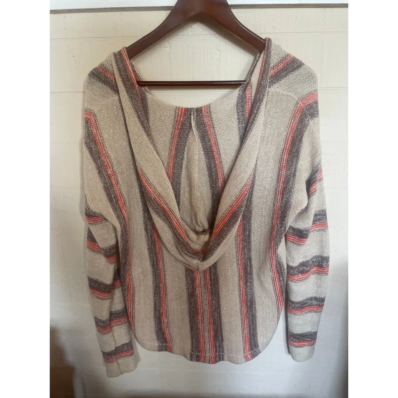 BILLABONG Baja Beach Hoodie in Stripe Jacquard Size Medium M VACATION COZY - Image 5