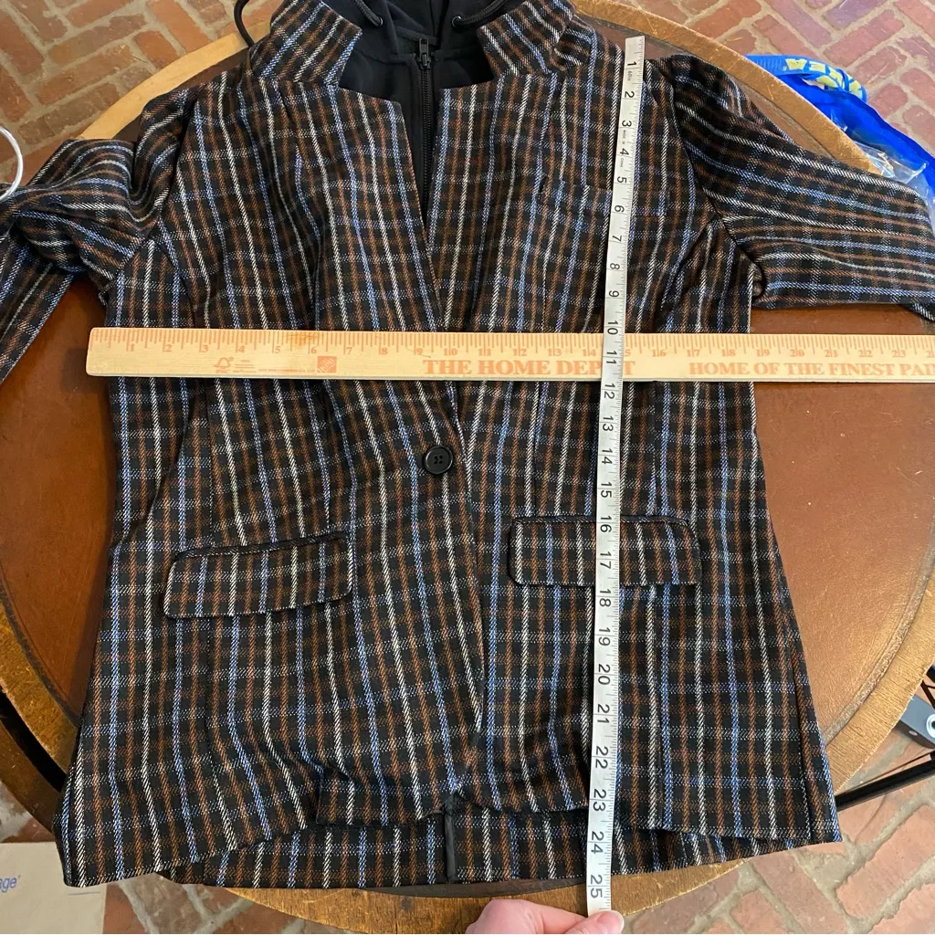 Liverpool Dickey jacket Blazer brown tan blue plaid size medium - Image 8