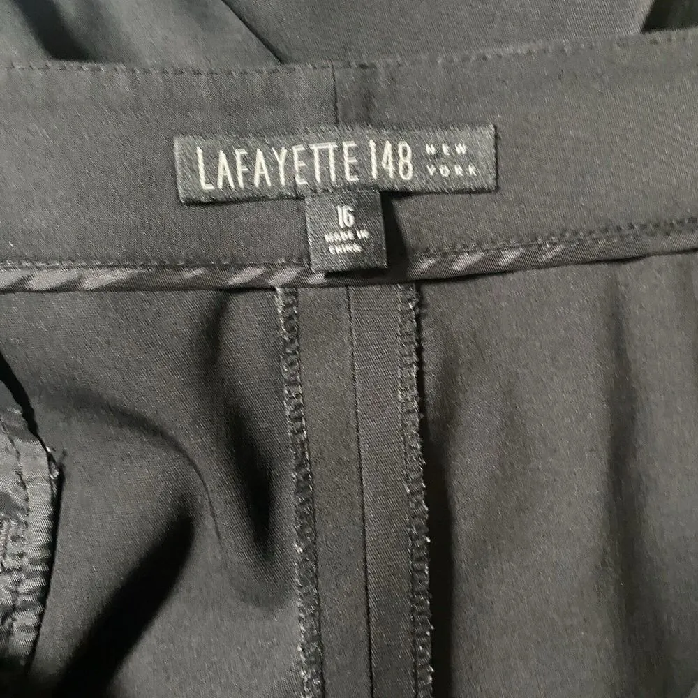Lafayette 148‎ New York Menswear Black Virgin Wool Trousers Womens Size 16 - Image 5
