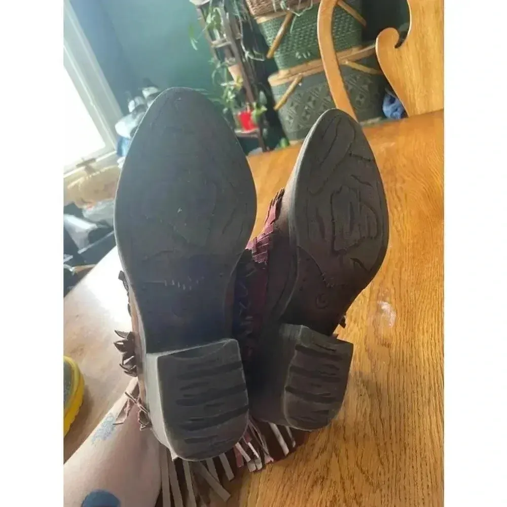 Women's Volatile Brown Suede Fringe Booties Size 6‎ Cowgirl Boots Western GUC! - Image 6