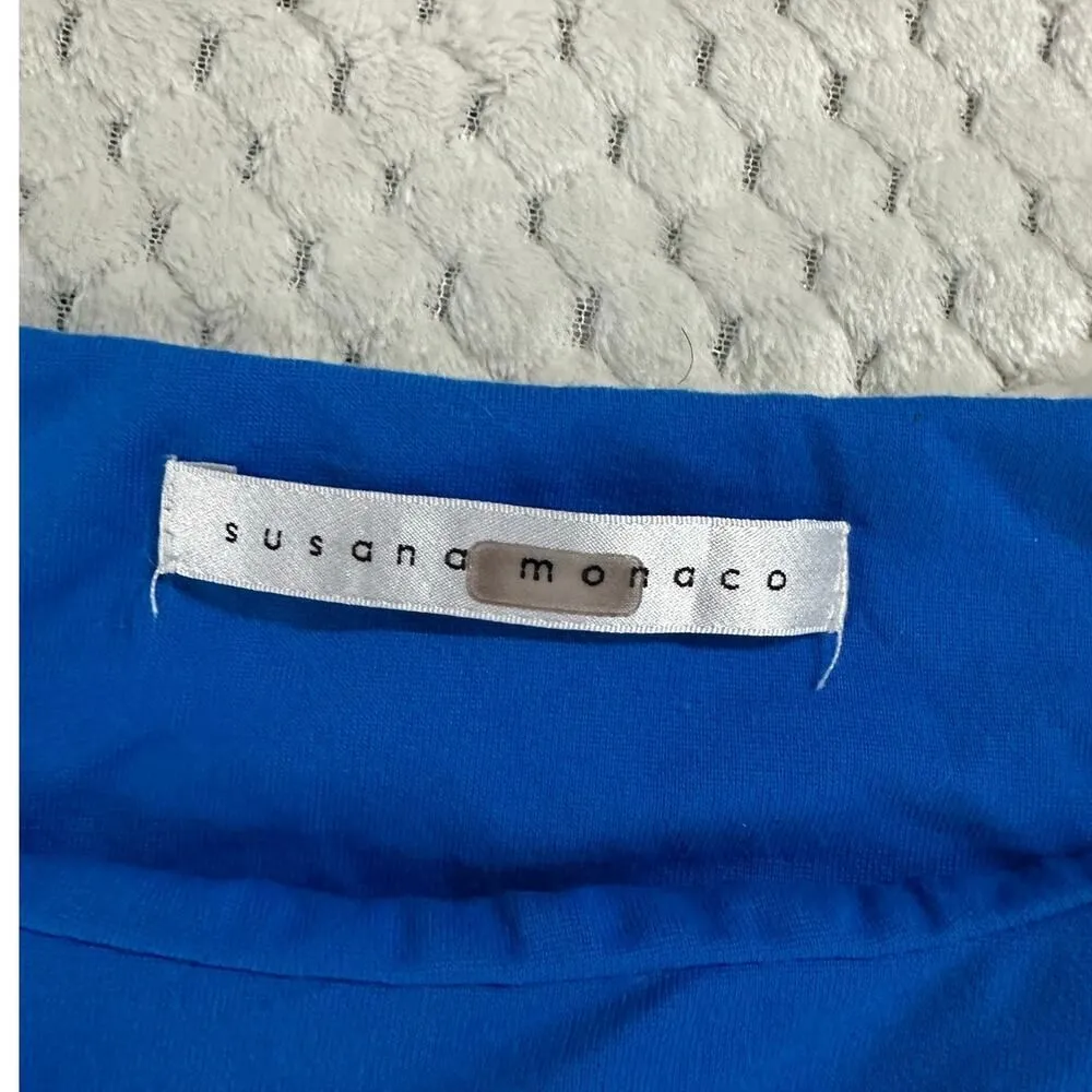 Susana Monaco Ruffle Maternity Top Women's Medium Blue Jersey Sleeveless RTR - Image 5