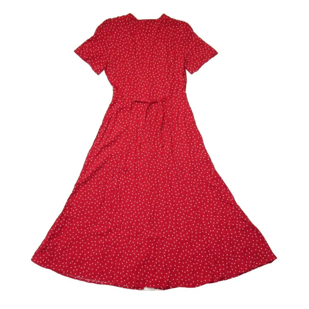 NWT Reformation Locklin in Ditty Red Polka Dot Print Midi Shirt Dress 4 $198 - Image 6