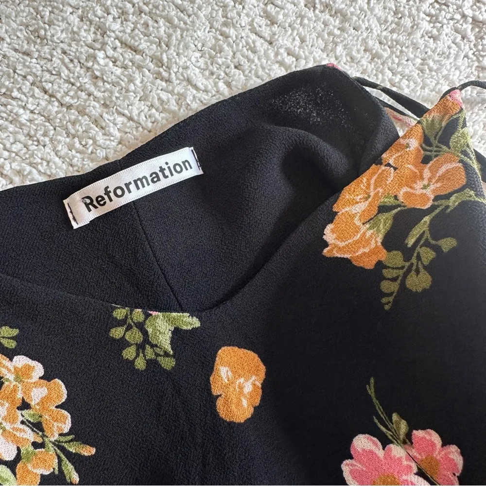 Reformation Black Floral Midi Watson Slip Dress 2 Carmelina - Image 5