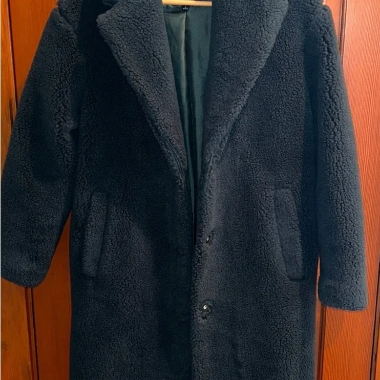 Madewell Teal Faux Fur Trench Coat - Image 3