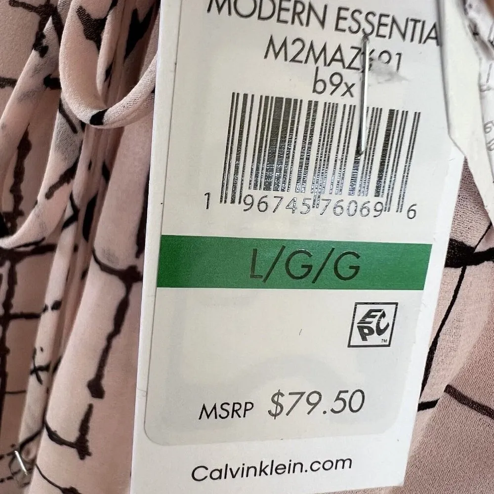 Calvin Klein Blouse Window Ruffle Neck Blouse LARGE Pink Black - Image 9