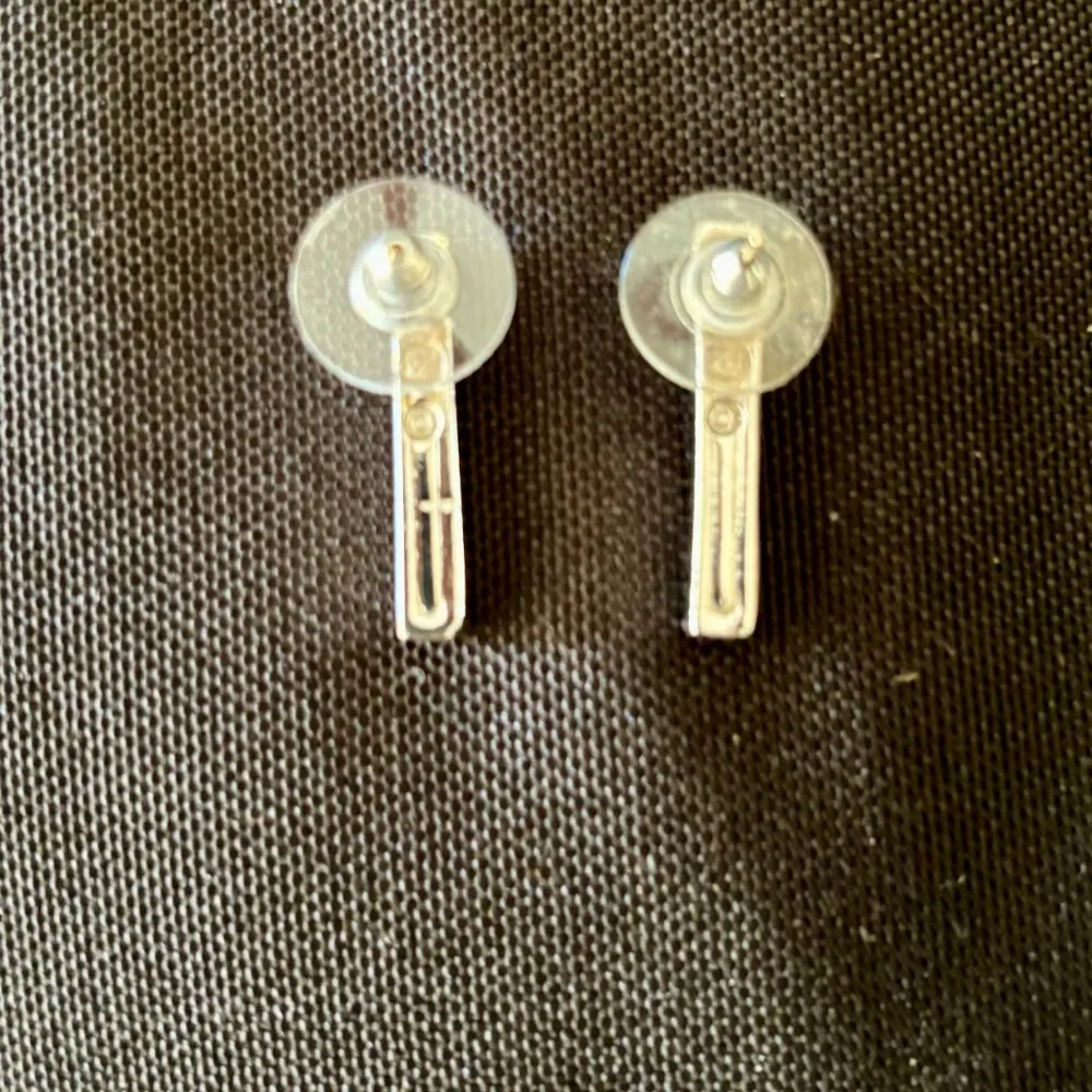 Vintage SWAROVSKI Crystal Bar Drop Pendant Necklace 18" and earrings set - Image 11