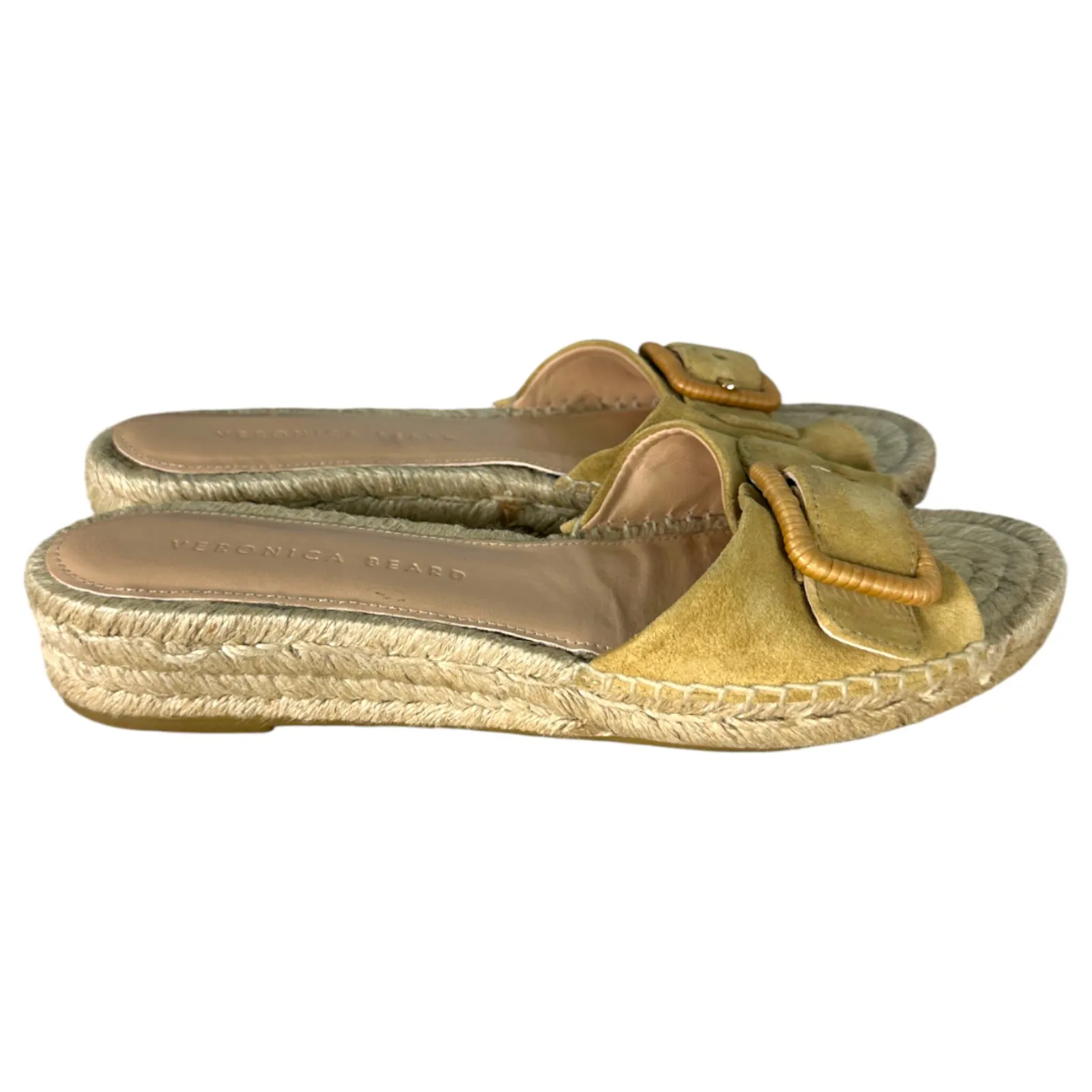 Veronica Beard Apa Suede Buckle Espadrille Sandals Desert Beige Size 7 - Image 2