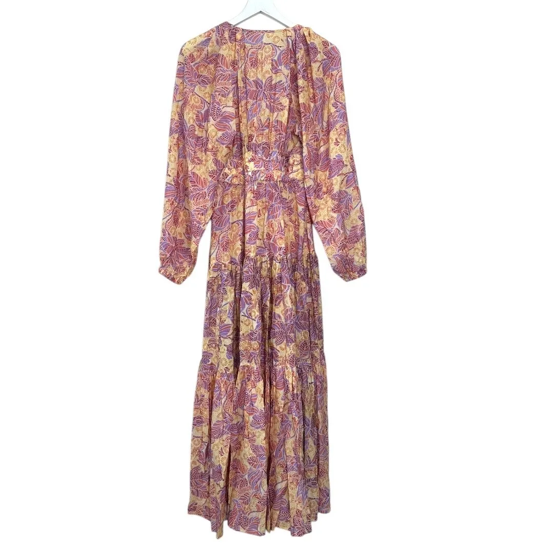 A.L.C. Loretta Long Sleeve Tiered Midi Dress in Abstract Floral Print Size 4 - Image 6