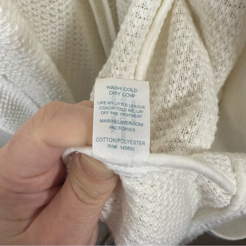 Marine Layer Women’s Birdseye Boucle Knit Cardigan Blazer in Ivory Size S - Image 9