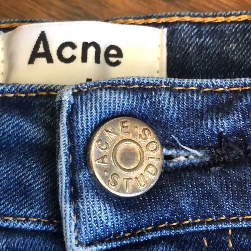 ACNE STUDIOS Women Blue ‘SKIN 5 USED BLUE’ Skinny Low Rise Jeans Sz 27 - Image 10