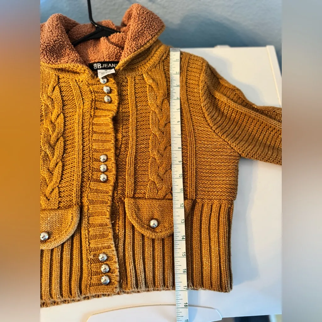 BB JEANS Women’s Sherpa Lined Knit Cardigan Sweater Size M Mustard Orange Size M - Image 10