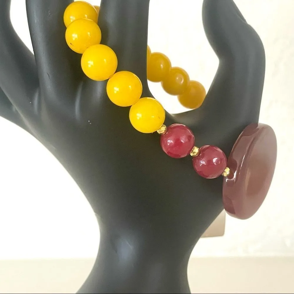 Barse yellow Jade and agate stretch bracelet - Image 5