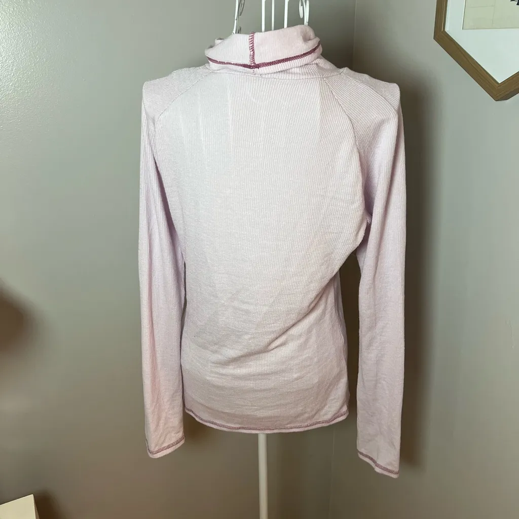 Free People Hi Hon Ribbed Turtleneck Top In Lilac Size L Stitched Intimately FP - Image 3
