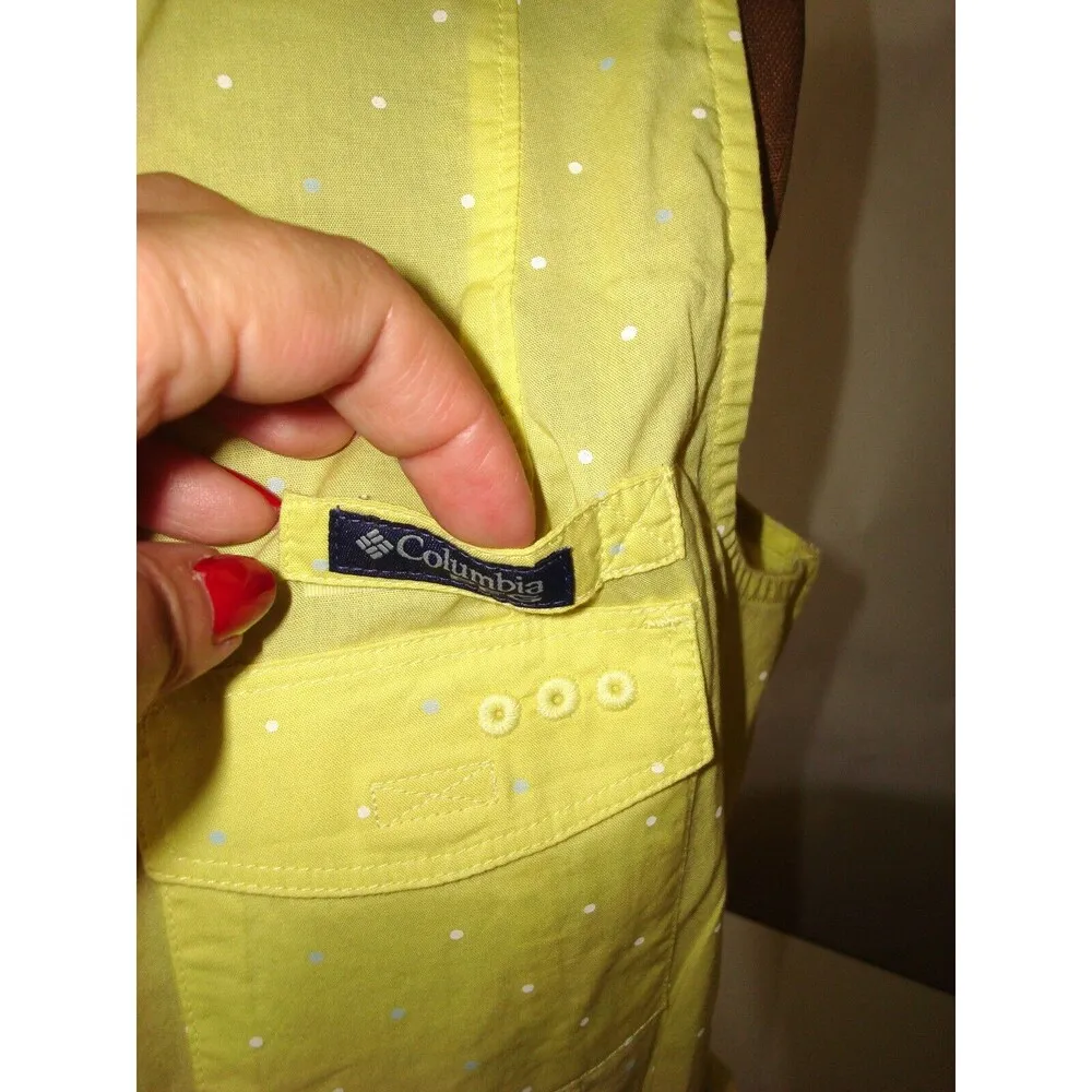 NWT New Womens Columbia Yellow Blue White Dot Dress PF M Pockets Cotton Rod Logo - Image 7