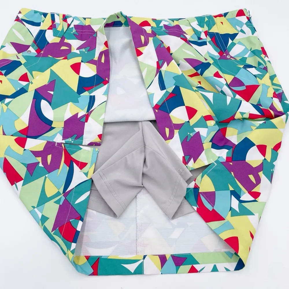 NVO by Lanctot Women's Golf Skort Athletic Skirt with Shorts Geometric Size 12 Blue - Image 3