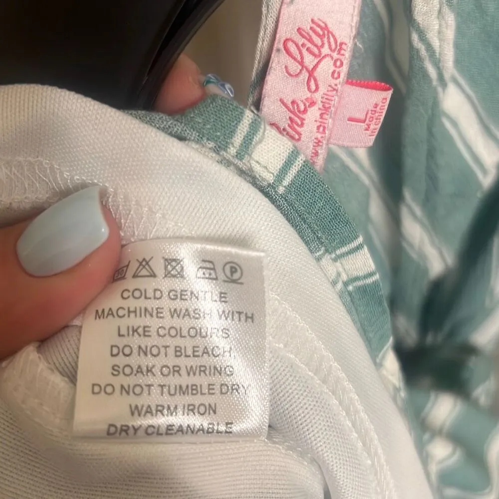 ✨Pink Lily Striped Sage Sz Large Romper✨ - Image 10