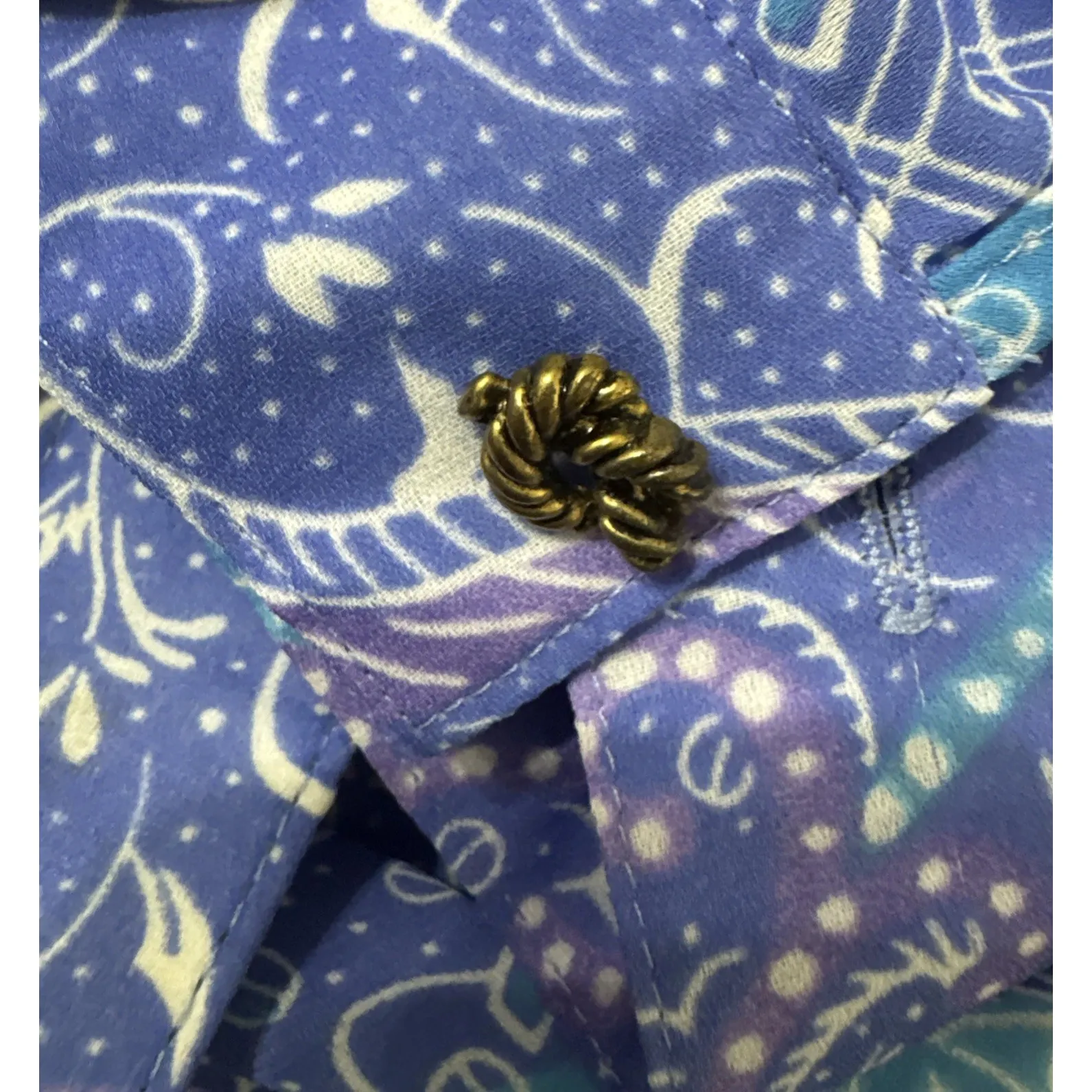 VTG 80S Justin Taylor Paisley Midi Dress Sz 14 Chic Old Stock Granma Cottagecore Blue - Image 10