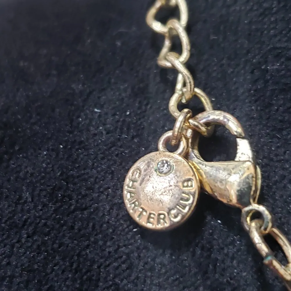 Charter Club Women's Black Beaded Flower Gold Chain Adjustable Chain Necklace - Image 6