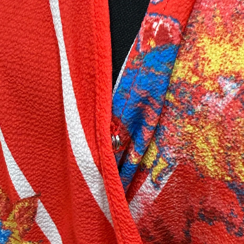 Flying Tomato Anthropologie NWT Red Coral Floral Faux Wrap Jumpsuit - Image 5