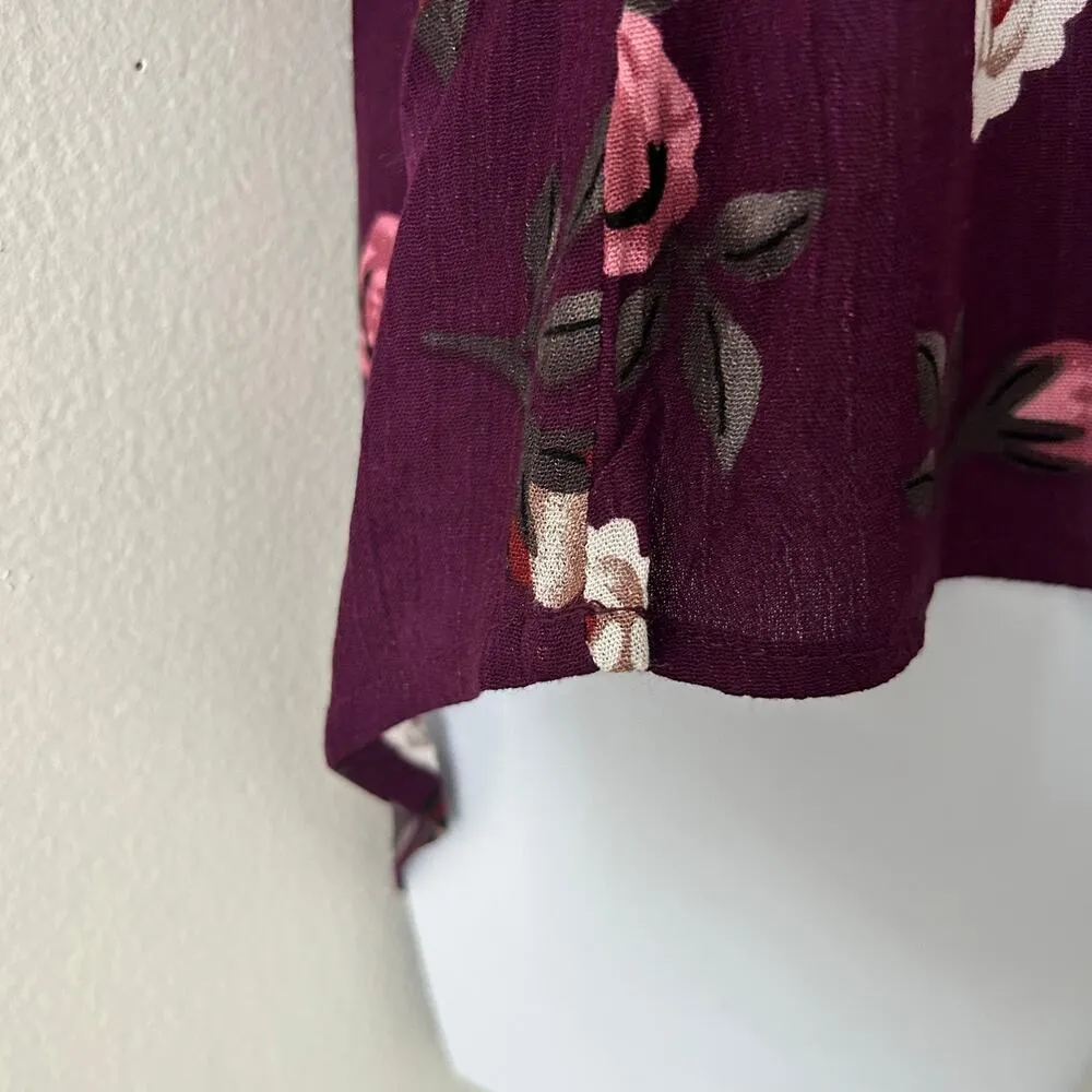 Monday Fun Women's 3/4 Sleeve Dark Purple Floral Tunic Top M Medium NWOT - Image 6