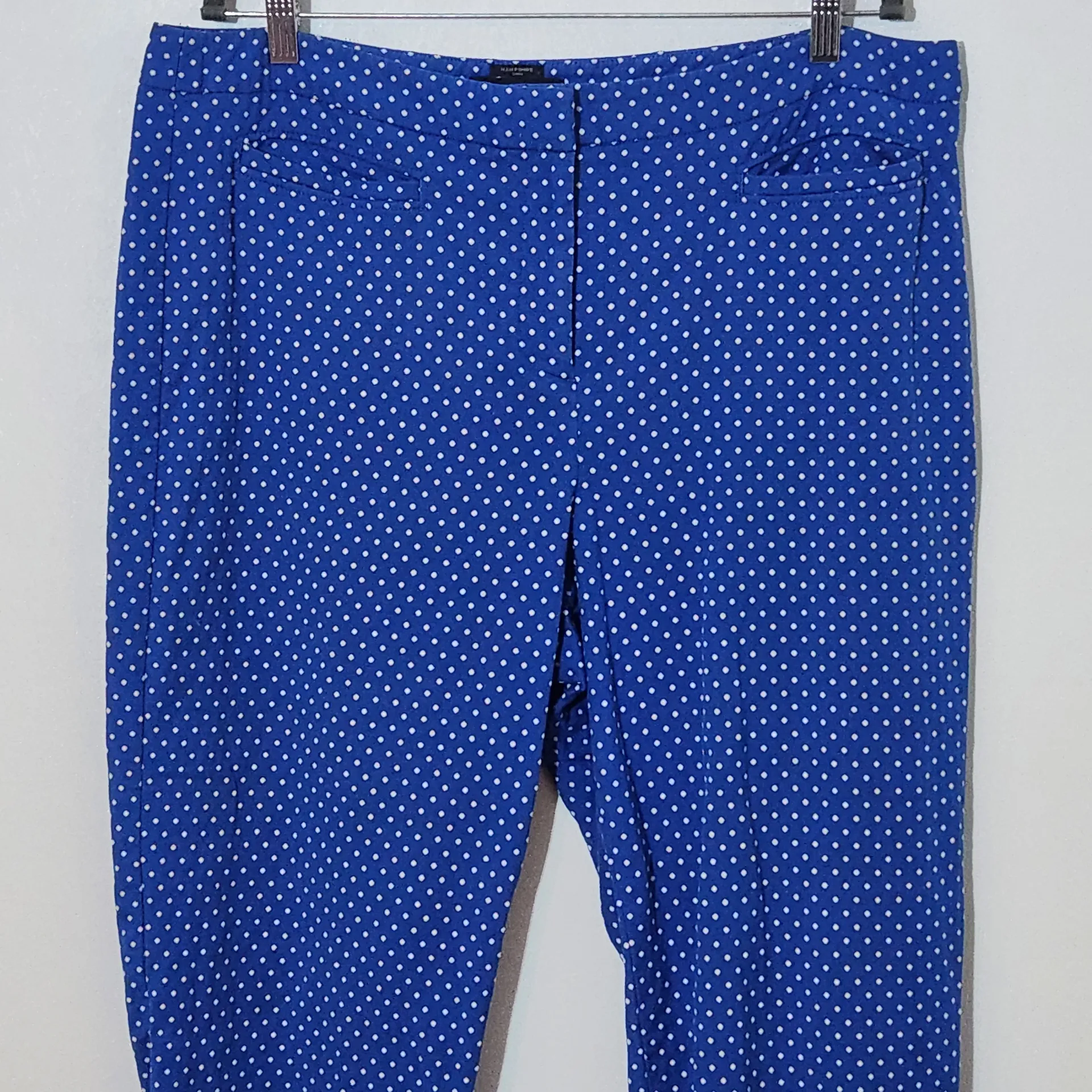 Talbots Blue and White Polka Dot Ankle Pants Size 16 Preppy Polka Dot Pants - Image 2
