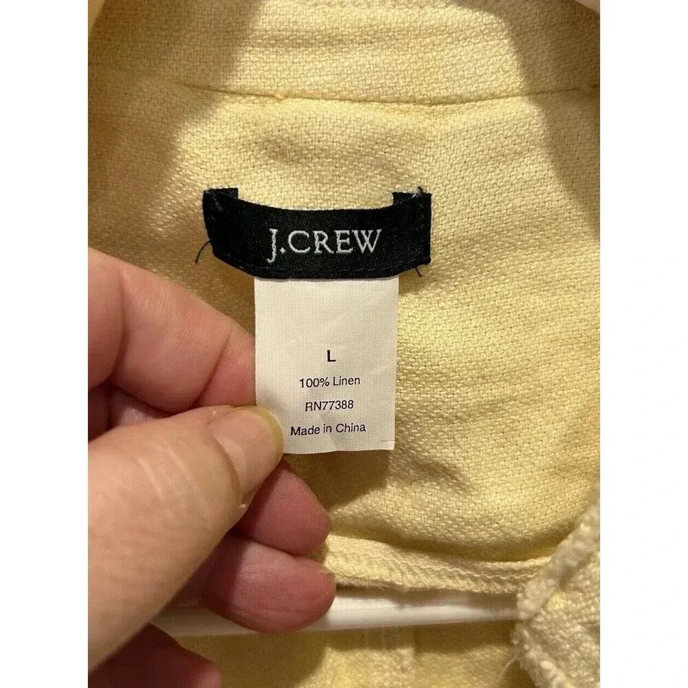 J. Crew‎ Yellow Academy Washed 100% Linen Blazer Jacket Womens Large - Image 9