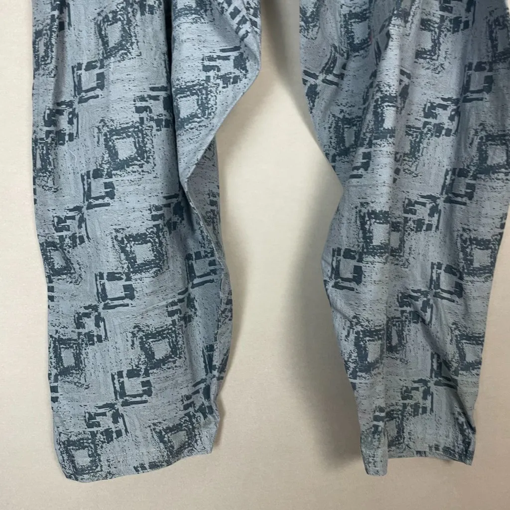 Handmade Salwar Pants Square Pattern‎ Blue Gathered Fabric Tie Waist One Size - Image 5