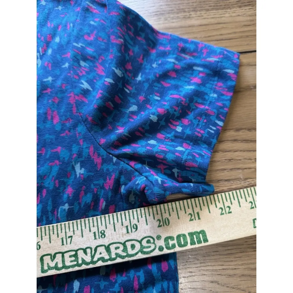 By Chico's Women's Blue Short Sleeve T Shirt Size 3 Buttons Cotton Preppy Casual - Image 5