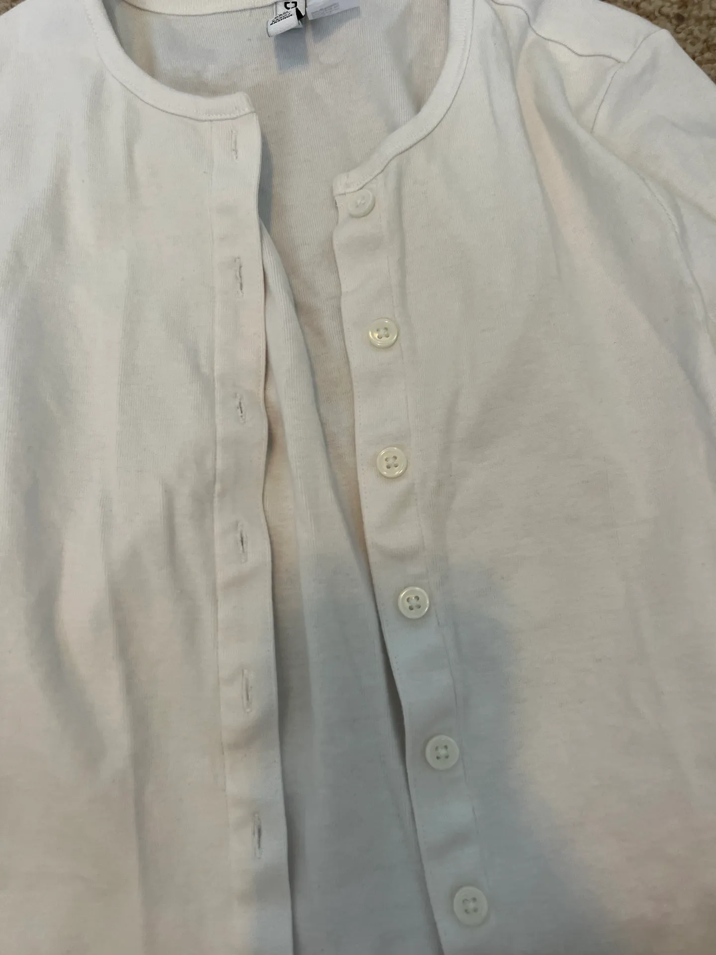 White  Button-Up Cardigan - Image 3