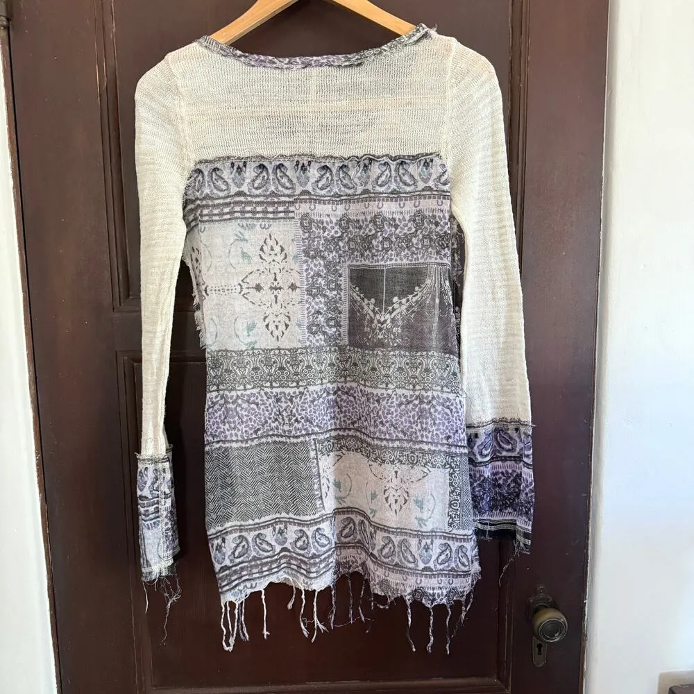 FREE PEOPLE | Cream Linen Blend Lightweight Sweater with Gauze back & cuffs | XS - Image 6