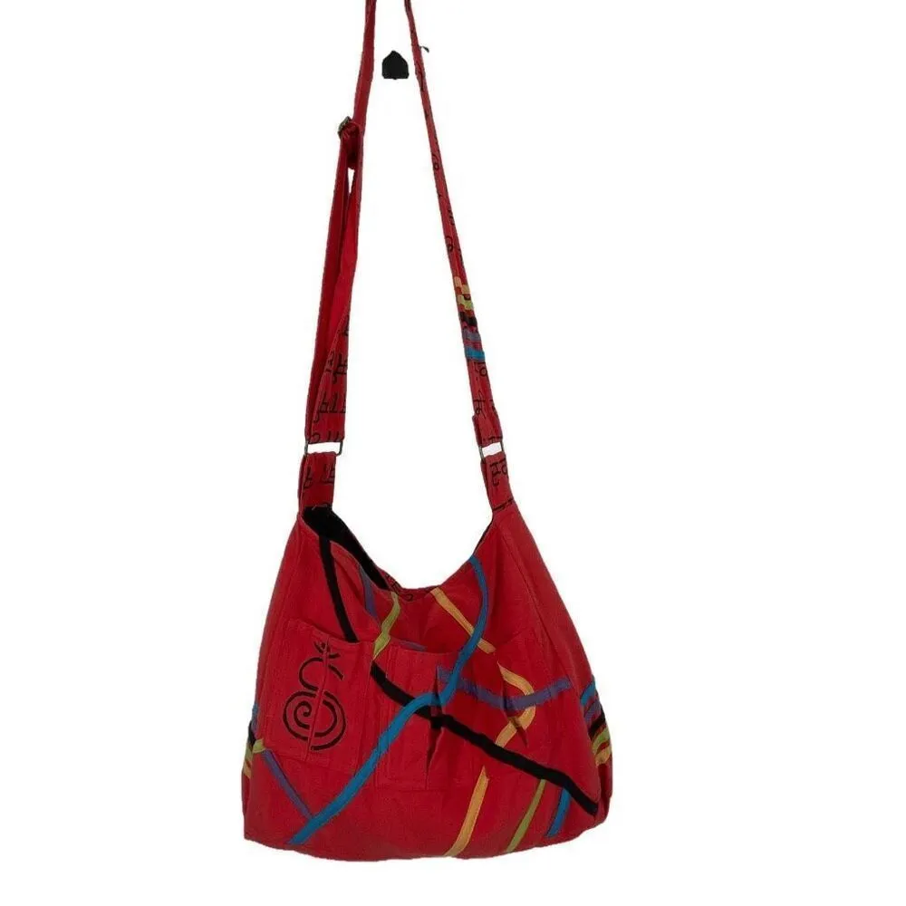 The Collection Royal crossbody bag 100% cotton boho festival made in Nepal. Red - Image 3