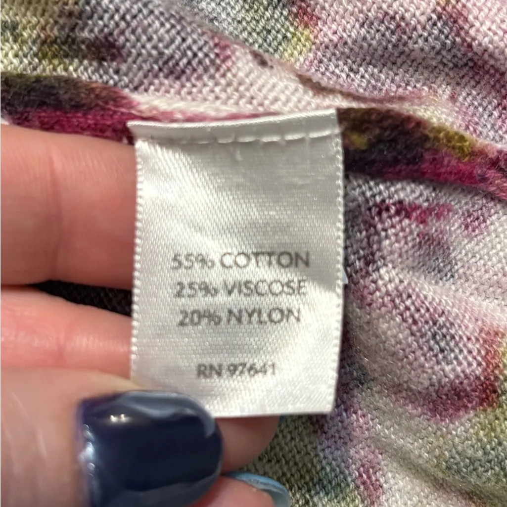 J Jill Long Sleeve All Over Floral Print Lightweight Sweater Women's Size Small Pink - Image 6