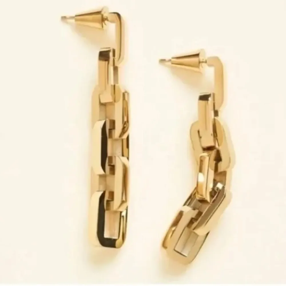 NEW Eddie Borgo Gold Supra Chain Link Post Earrings 2” Drop 12k Gold Vermeil - Image 7