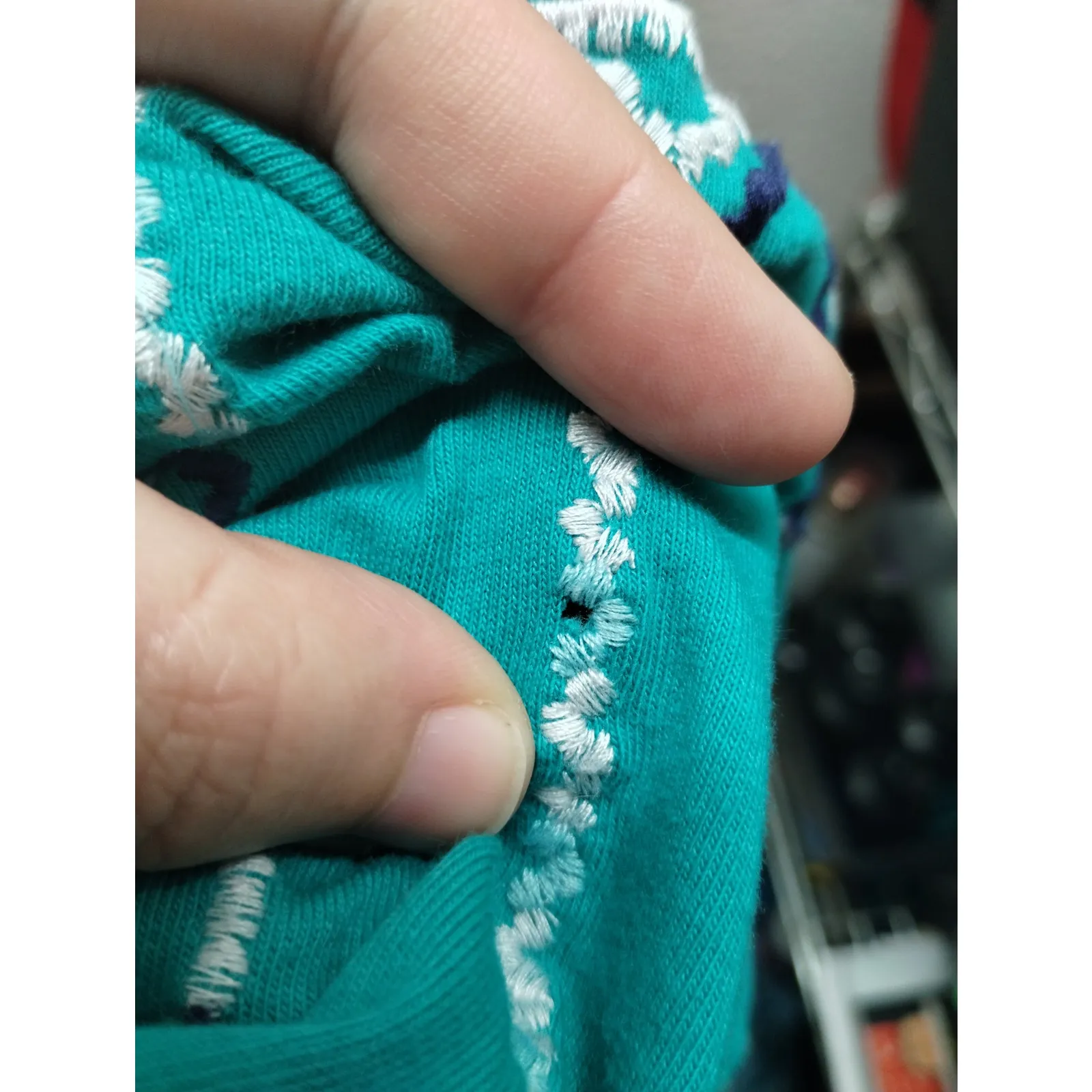 Woman Within Size 18/20 Teal Geo Aztec Embroidered Square Neck Tunic Top READ - Image 5