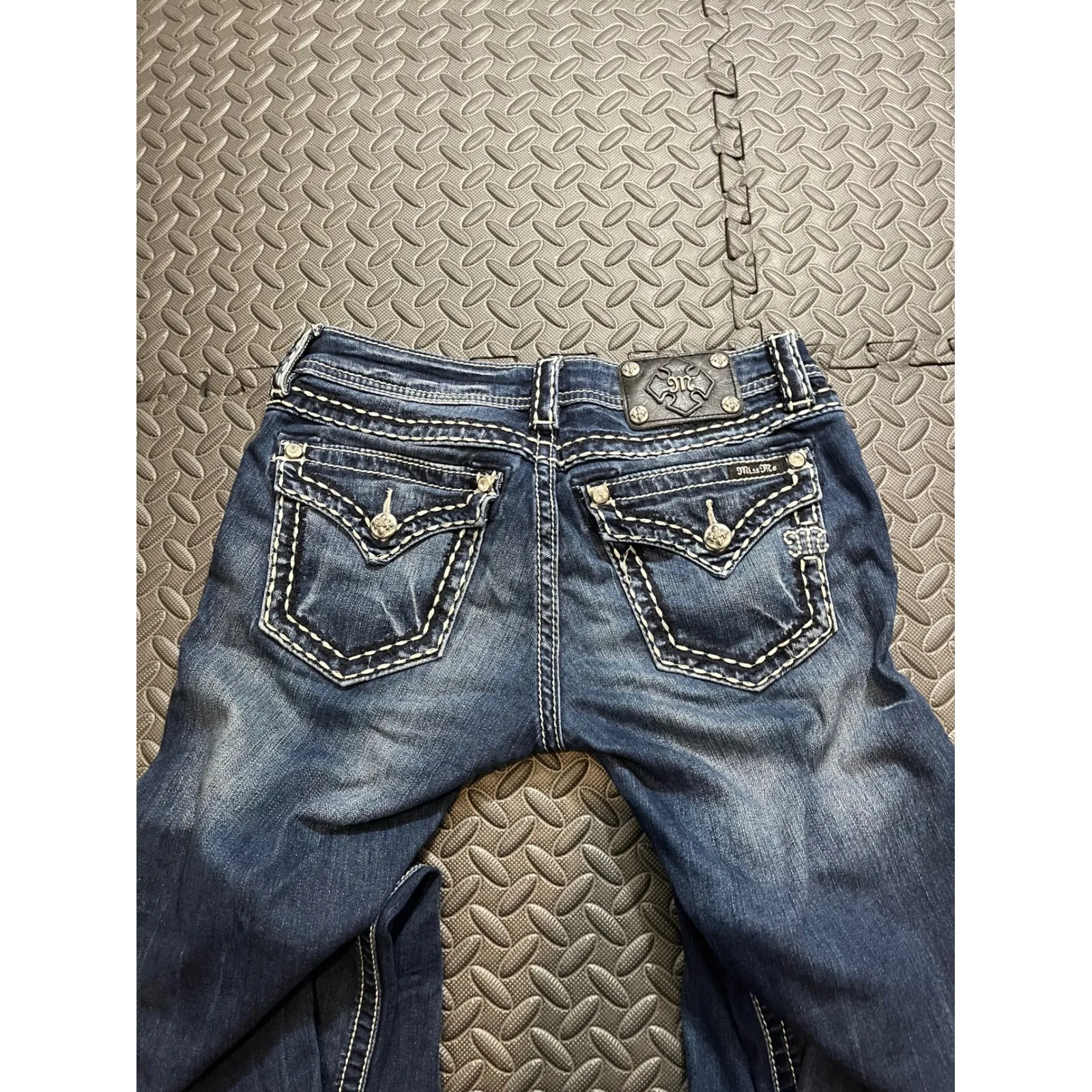 Miss Me Signature Bootcut Jeans Y2K Embroidered Western Womens Size 28 Blue - Image 8