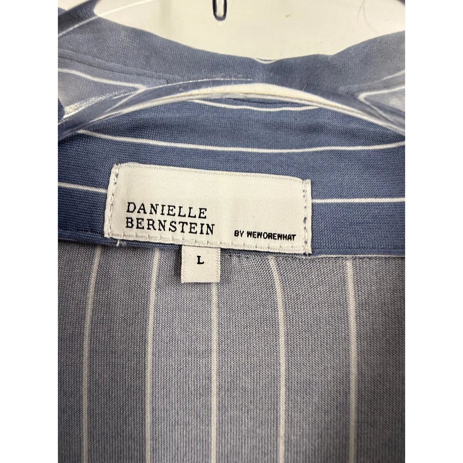 Danielle Bernstein by WeWoreWhat Blue Striped Button Up Shirt Long Sleeve Size L - Image 3