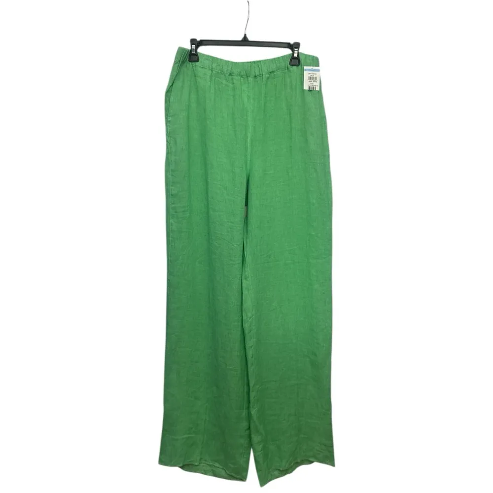 Marina Rinaldi Rocco High Rise Linen Trousers In Emerald Size 14 Coastal NWT Green - Image 2