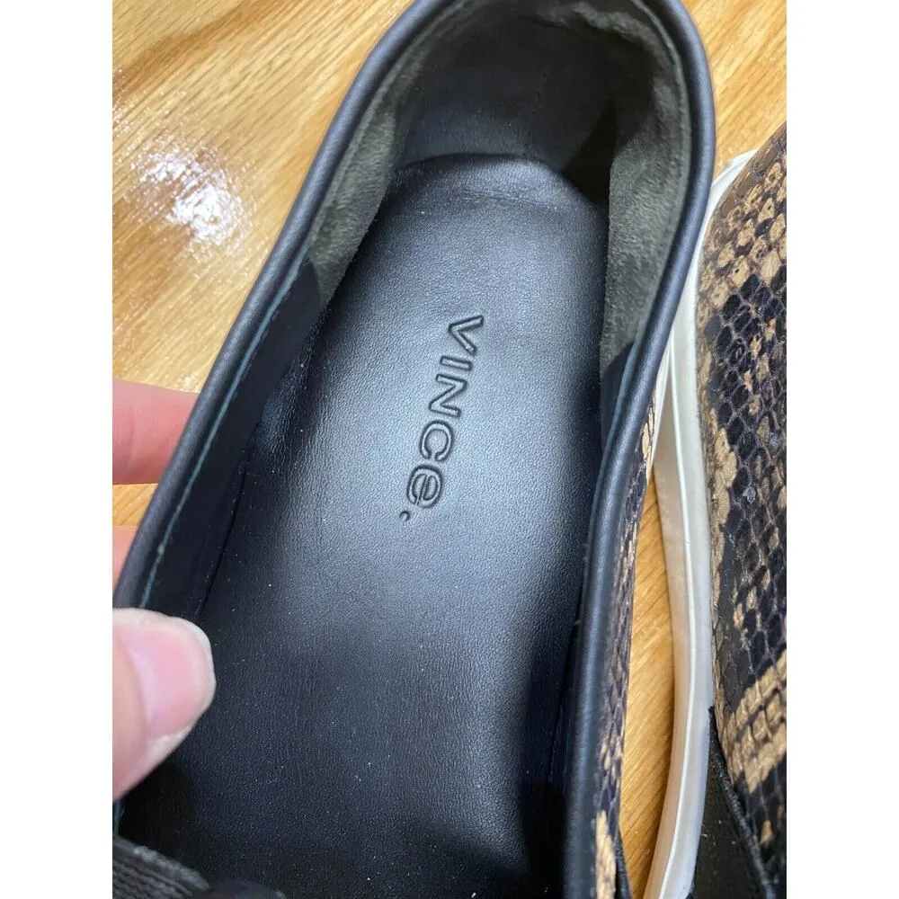 Vince Woemen's Leather Brown Black Snake Print Slip On Sneaker Shoes 6.5M S16 - Image 2