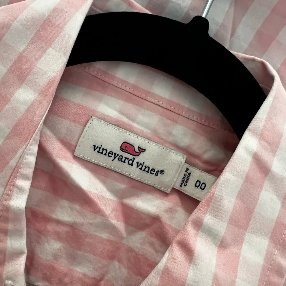 VINEYARD VINES Plaid Button Down Light Pink Shirt Sz 00 - Image 5
