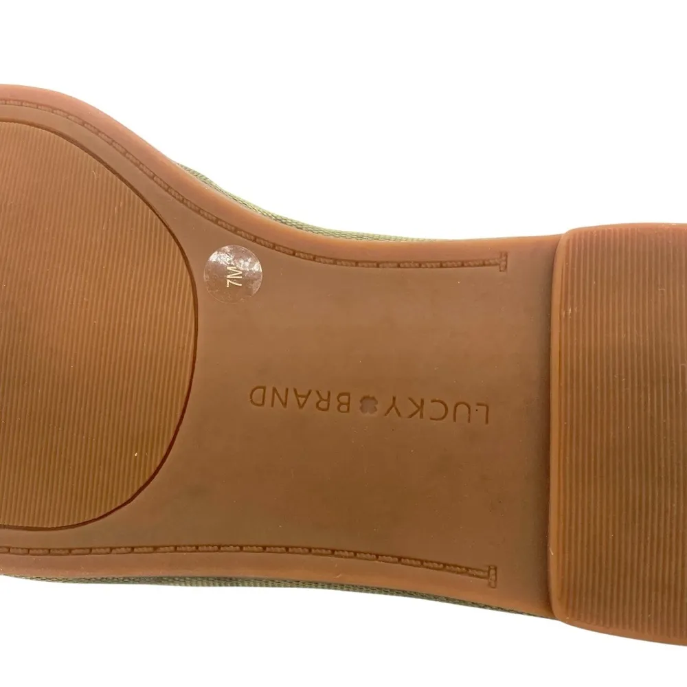 Lucky Brand Arvy Leather Green Camo Flats Slip On Shoes - Image 9