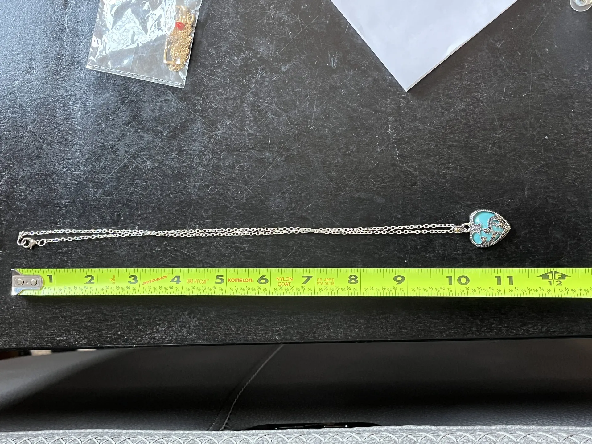 Vintage Turquoise/Citrine Heart Necklace  - Image 9