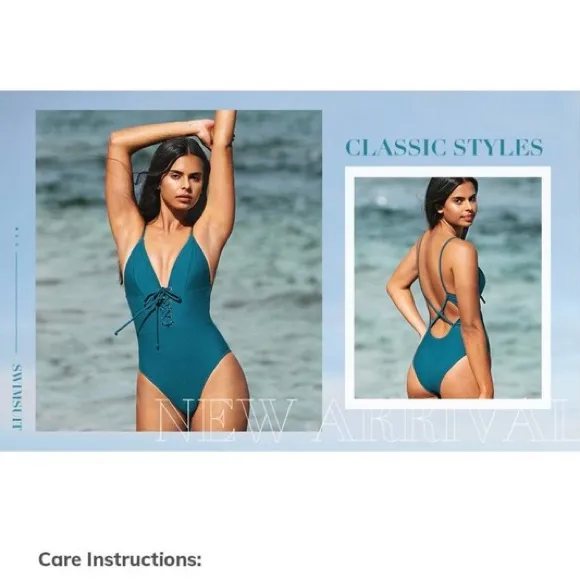 🩱Cupshe One Piece Swimsuit Teal Lace Up Adjustable Bathing Suit🩱~XL 🆕 NWT - Image 12