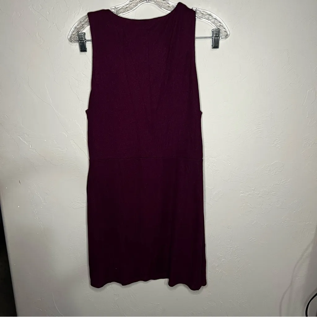 Privacy Please Revolve Burgundy Faux Wrap Shimmer Knit Mini Dress - Image 7