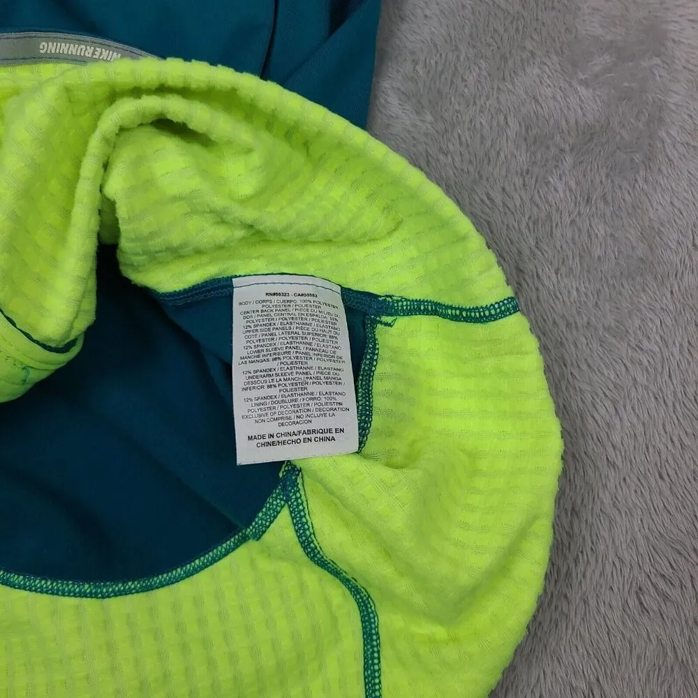 Nike Green Running Jacket with Neon yellow inside Thumb Holes & Back Pockets Med - Image 8