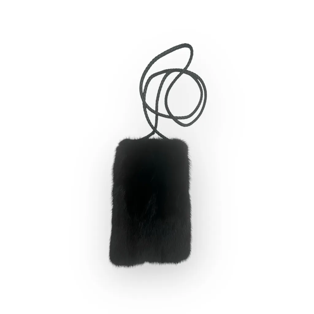 new The Cashmere Project ✽ Dyed Mink Braided Strap Crossbody Mini Bag ✽ Black ✽ - Image 4