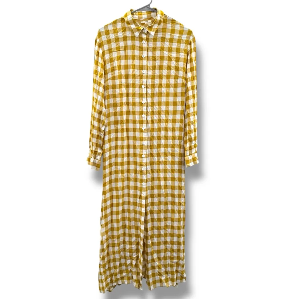 Revolve Tularosa Thea Shirt Dress Long Sleeve Midi‎ in Gingham Yellow Sz S - Image 2