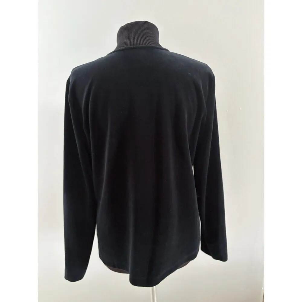 Lauren Ralph Lauren Jacket Womens Large Black Velour Velvet Full Zip Coat - Image 7